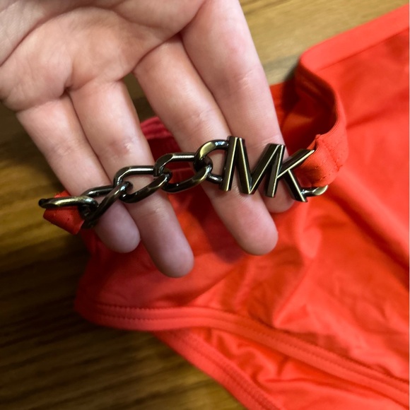 NWT MICHAEL Michael Kors Women's Chain-Waist Swim Bikini Bottom Ruby Size L - Picture 2 of 6